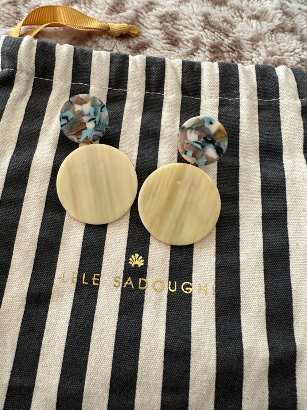 Lele Sadoughi Beige and Multicolor Resin Drop Earrings
